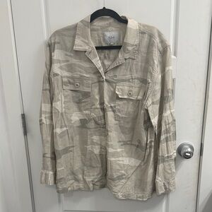 Rails Everett Desert Camouflage Button Up Shirt Linen Blend Size Medium